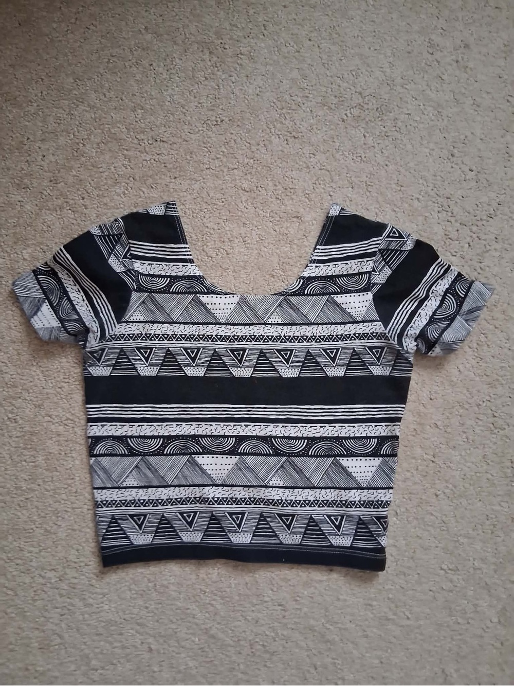 American Apparel Black & White Aztec Tribal Crop Top